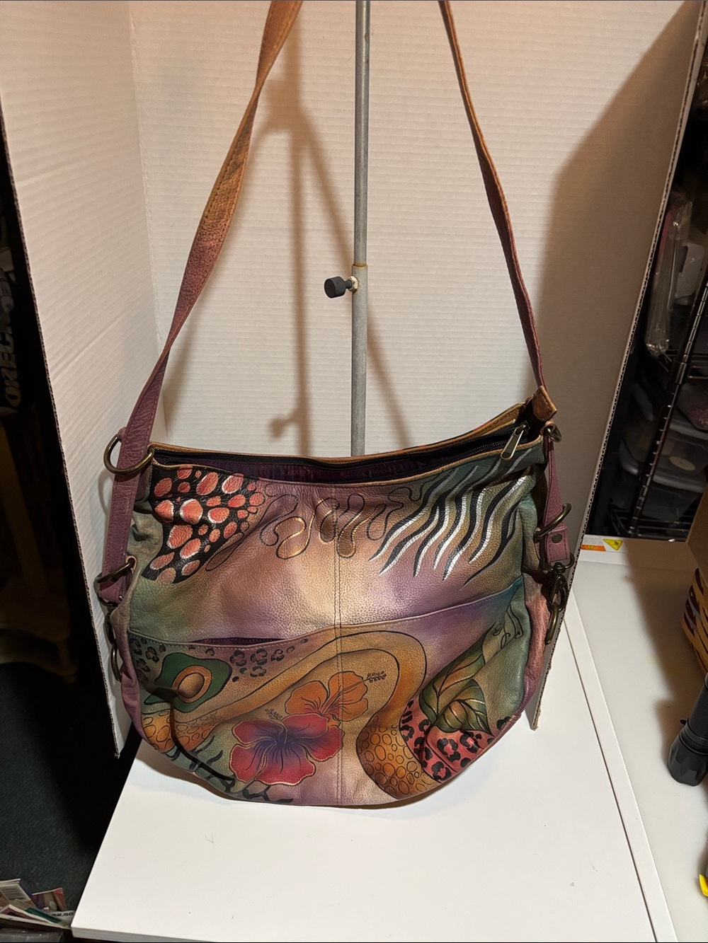 Anushka Hand-Painted Multicolor Leather Shoulder Bag
